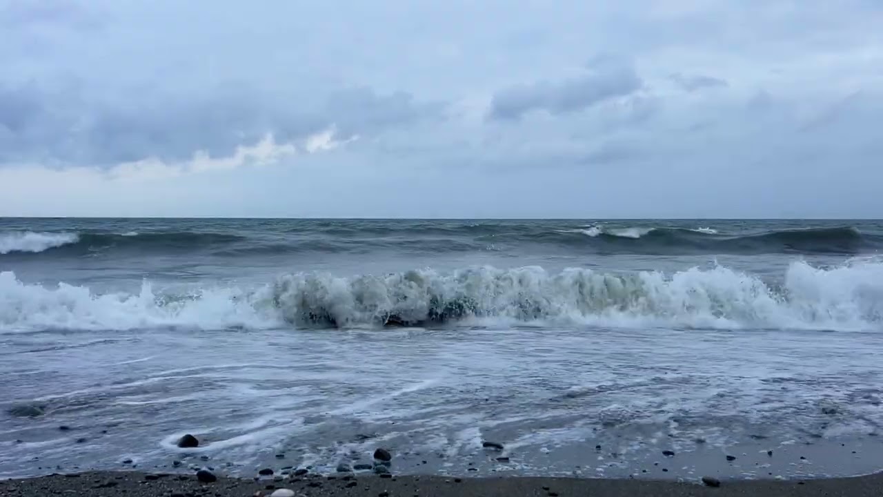 Stormy Mediterranean Sea in Marbella Spain 🌊 40Min Powerful Waves& Dark Clouds|Relaxing Ocean Sounds