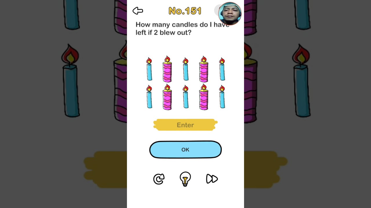Kunci Jawaban Brain Out Level 151 Matikan 2 Lilin Sekarang Sisa Berapa Lilin Youtube