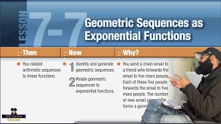 McGraw Hill Algebra 1, Chapter 7, Lesson 7 - Geometric Sequences as Exponential Functions