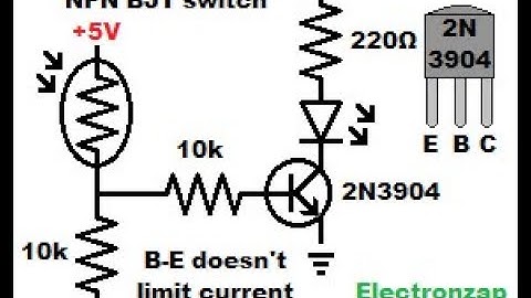 LDR controlled BJT switch circuit for LED using light dependent resistor aka photoresistor