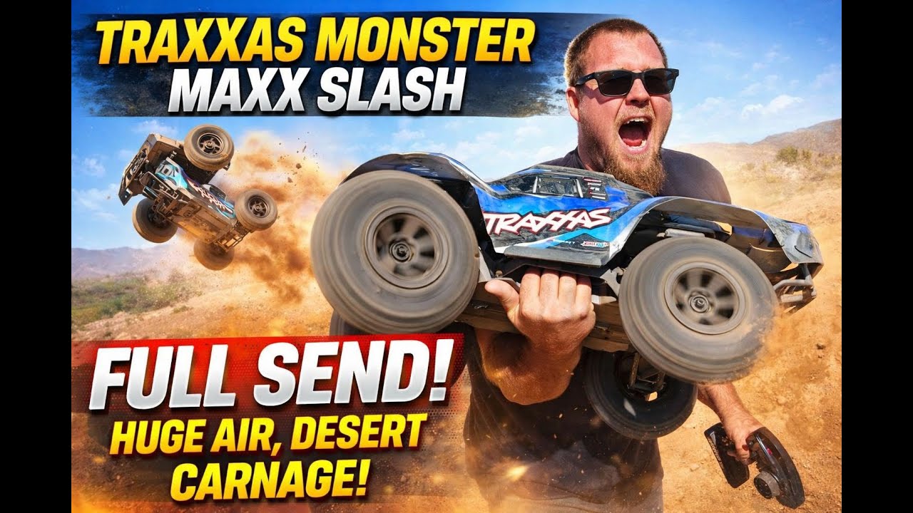 Traxxas Monster Maxx Slash Desert — полный отрыв! Огромный прыжок в воздух, сальто назад и настоя...