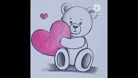 How to draw cute teddy bear holding heart ❤️#valentinesday #love #drawing #howtodraw #cutedrawing