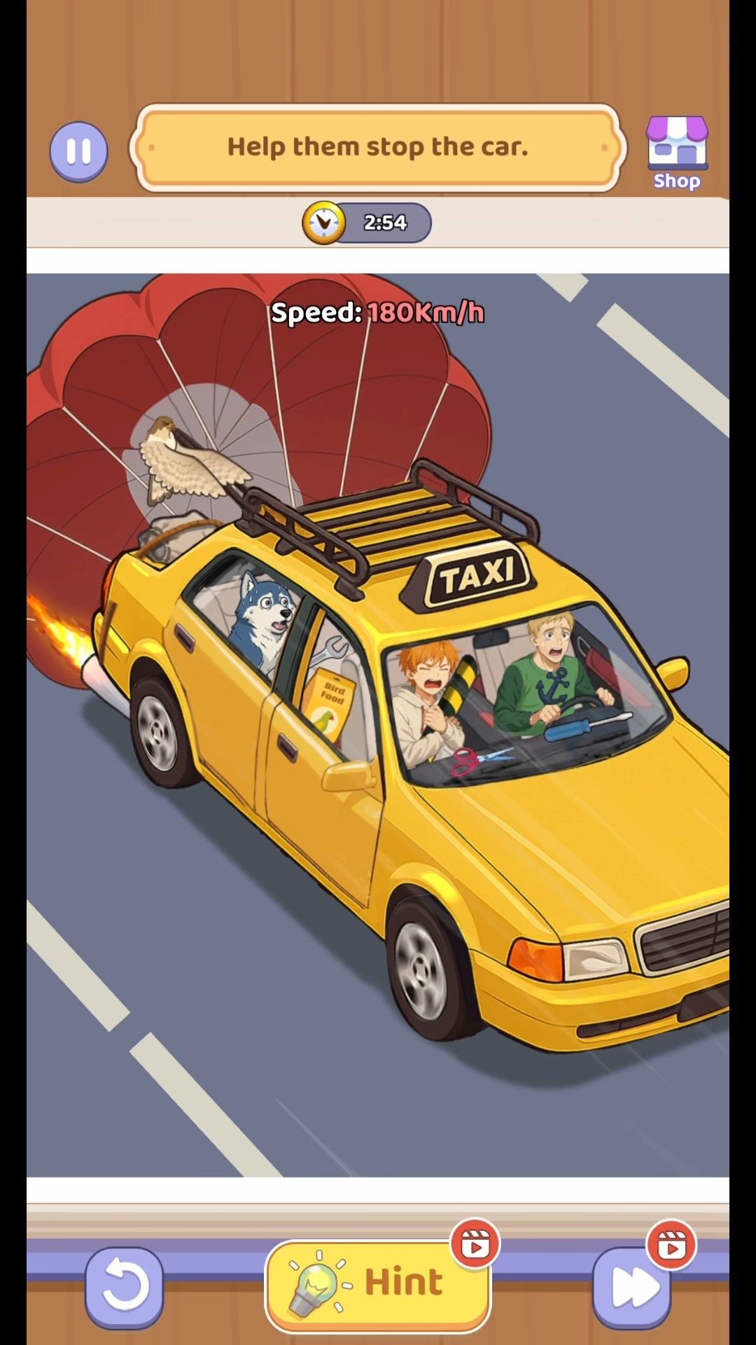 Brain Fever: Puzzle Game - Level 102 - Help them stop the car