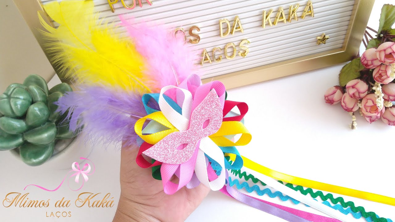 Laço Carnaval #Folia-Diy Ribbon Bow-Kaká Magalhães - YouTube