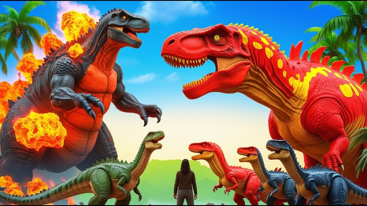 Команда динозавров против тираннозавра рекса сражается с Годзиллой 🦖 МИР ЮРСКОГО ПЕРИОДА: ЭВОЛЮЦИ...