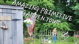 Tour the Stunning Log Cabin Home's Gardens ~ Inspiration Accessorizing Your Garden Antiques & Prims