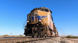 Union Pacific 8081 Leads 204-Car Stacker With 3x1x0 Unit Placement -- Casa Grande, Arizona 12-15-25