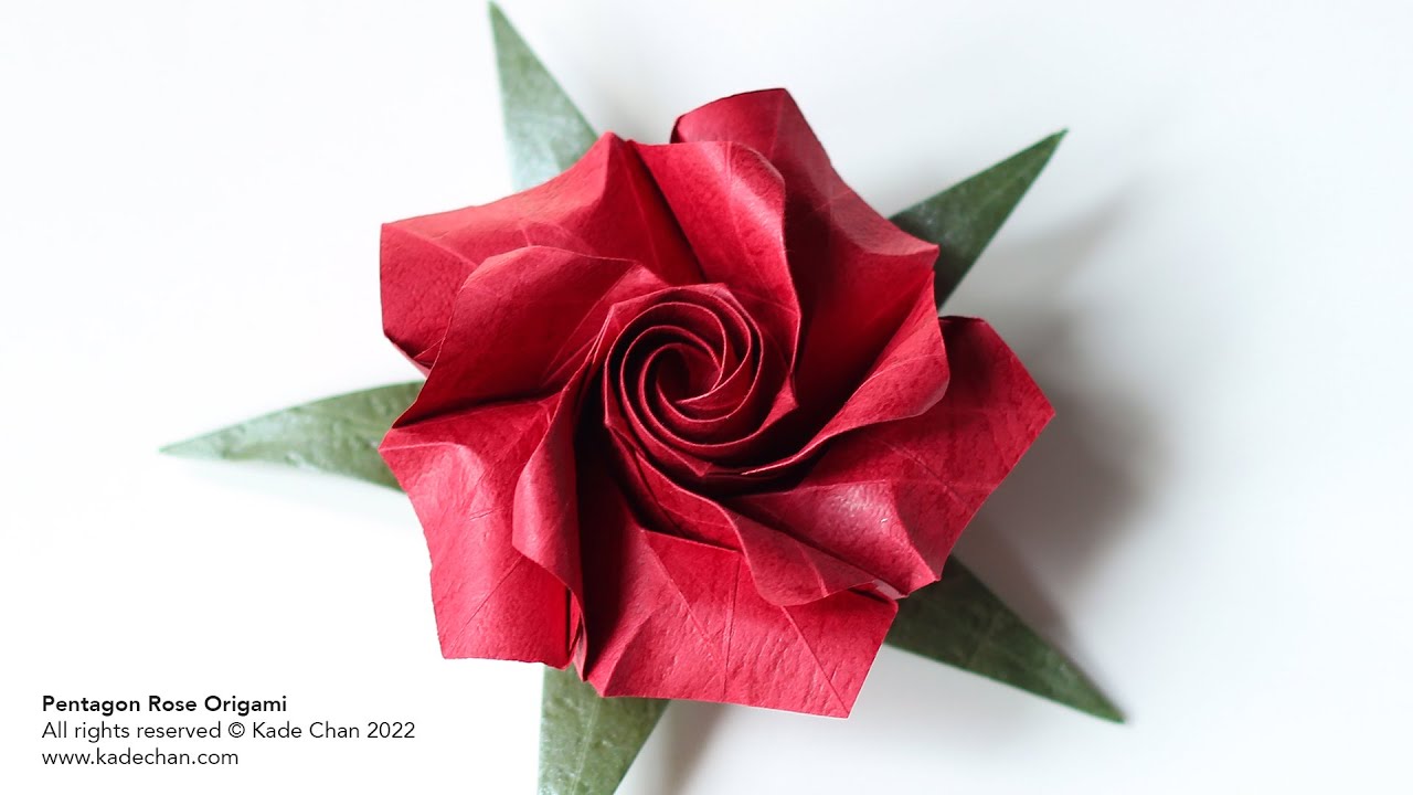 [15 mins] Easy Pentagon Rose Origami by Kade Chan 簡易五角玫瑰摺紙 YouTube