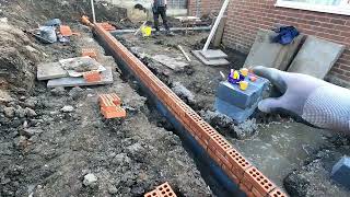 Back in the trenches, Bricklaying with Joe in the fooings of a new extension.