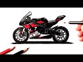 Как нарисовать Мотоцикл | Уроки рисования | Yamaha R-1