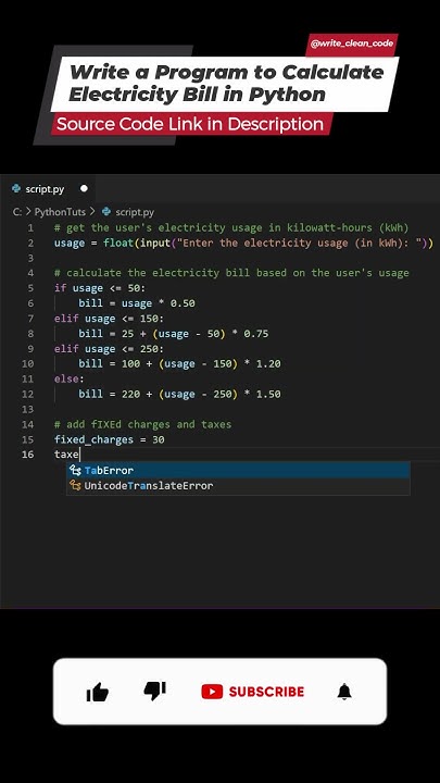 Write a Program to Calculate Electricity Bill in Python - YouTube