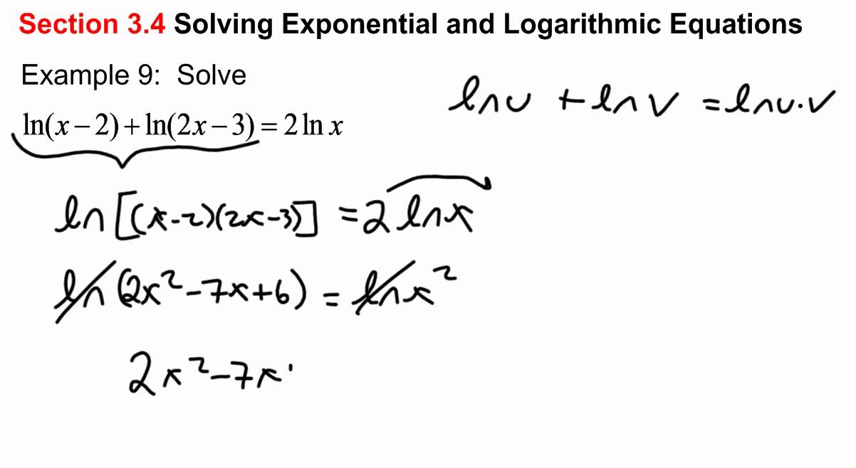 Section 3.4 Example 9 Checking for Extraneous Solutions