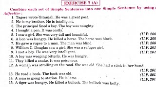 Adjective solved exercise 7a | Tagore wrote Gitanjali he was a great poet | synthesis exercise 7A Profile