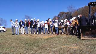 This is the first groundbreaking in a series of events with shovels moving dirt for the Sullivan Eas