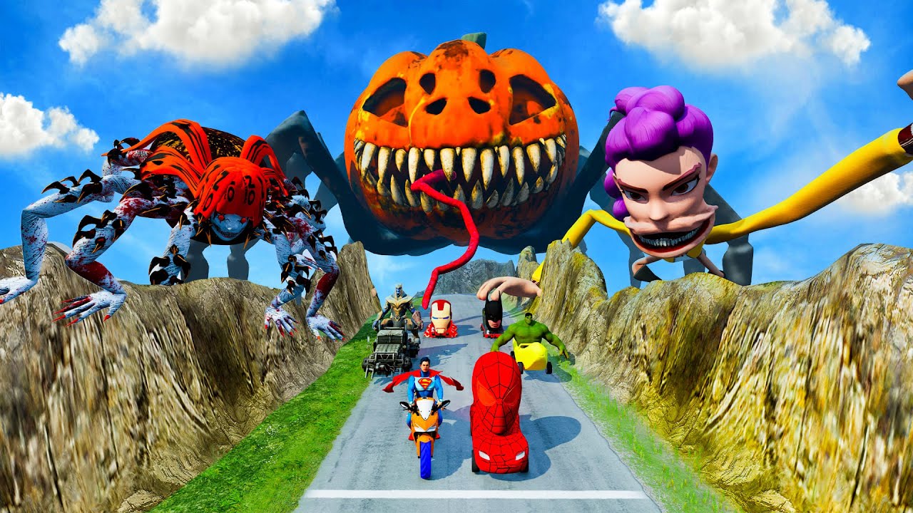 ALL MONSTERS Big & Small Cars Vs HUGE PUMPKIN MONSTER EATER & SPIDER EATER - BeamNG.drive | BNG CAR