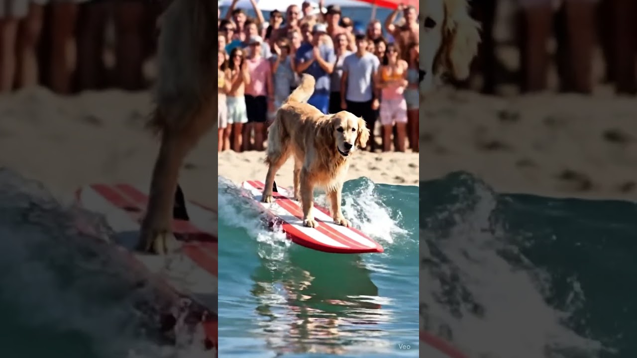 Dog Surfs a Wave 🐶🌊 | Funniest Surfing Pup Ever! 