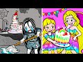 Paper Dolls Dress Up - Rob Rapunzel vs Sadako Poor Daughter Dress - Barbie Story & Crafts