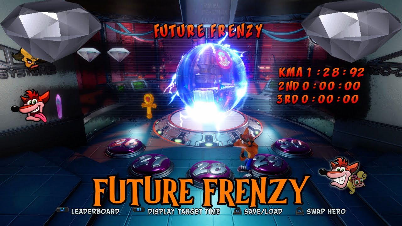 Crash Bandicoot 3 WARPED FUTURE FRENZY Both Clear Gems All