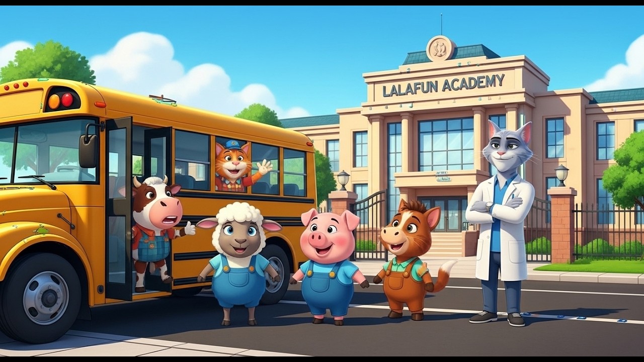 The Wheels on the Bus | Animal Adventure with Wise Old Cat & Kitten (3D Animation)