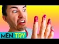 Men Try Nail Art - Water Marbling Nails DIY
