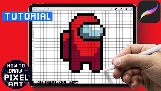 How to draw Among Us red impostor Pixel Art - digital drawing tutorial Procreate screenshot 1
