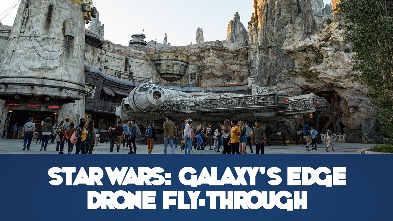 Drone Fly-Through Footage of Star Wars: Galaxy's Edge at Disneyland CA
