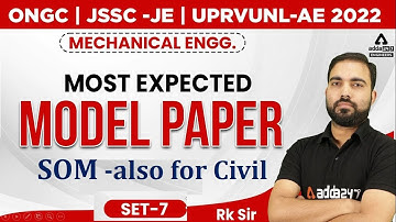 ONGC | JSSC -JE | UPRVUNL-AE 2022 |Mechanical Engineering |Most Expected Model paper| #7|by Rk sir