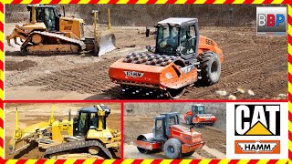 CAT D6N, Hamm H20i, Vibromax 1105, Baugrube, Heilbronn, 2023.