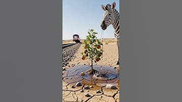 Zebra saved the Apple tree from drying up by watering it 😭 #ai​ #save​ #tree​ #zebra​
