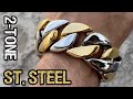 316L Stainless Steel Two Tone Cuban Bracelet Heavy Hip Hop Jewelry 9.5" x 30MM Thick