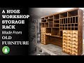 A Huge Workshop Storage Rack made from Old Pine Bedroom Furniture