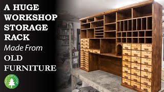 A Huge Workshop Storage Rack made from Old Pine Bedroom Furniture