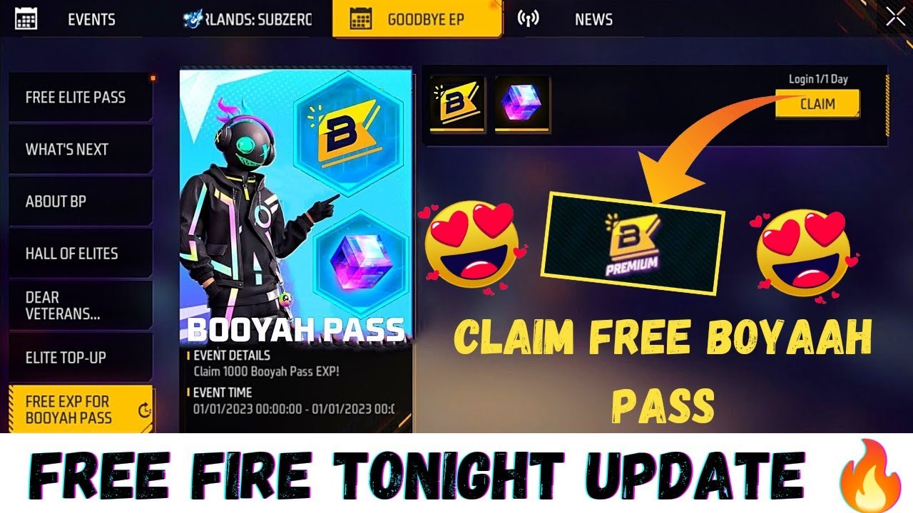 FREE FIRE TONIGHT UPDATE | 1 JANUARY NEW EVENT 2023 | TONIGHT UPDATE OF FREE FIRE | NEW YEAR EVENT