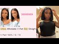 UNice Affordable V Part Bob Straight Wig 10”  | UNBOXING &amp; REVIEW