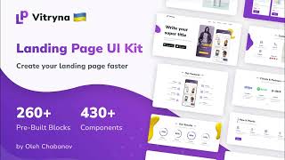LP Vitryna  - Landing Page UI Kit for Figma (Free Template Download) Design System, Builder Tutorial