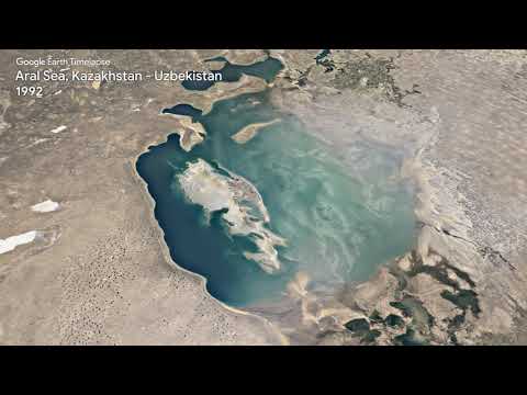 Google Earth Timelapse: Aral Sea, Kazakhstan - Uzbekistan