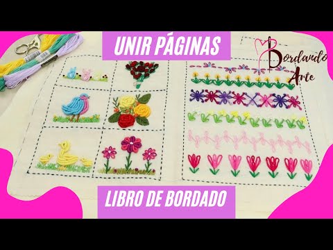 bordar punto festón entrelazado y unir páginas del libro de bordado