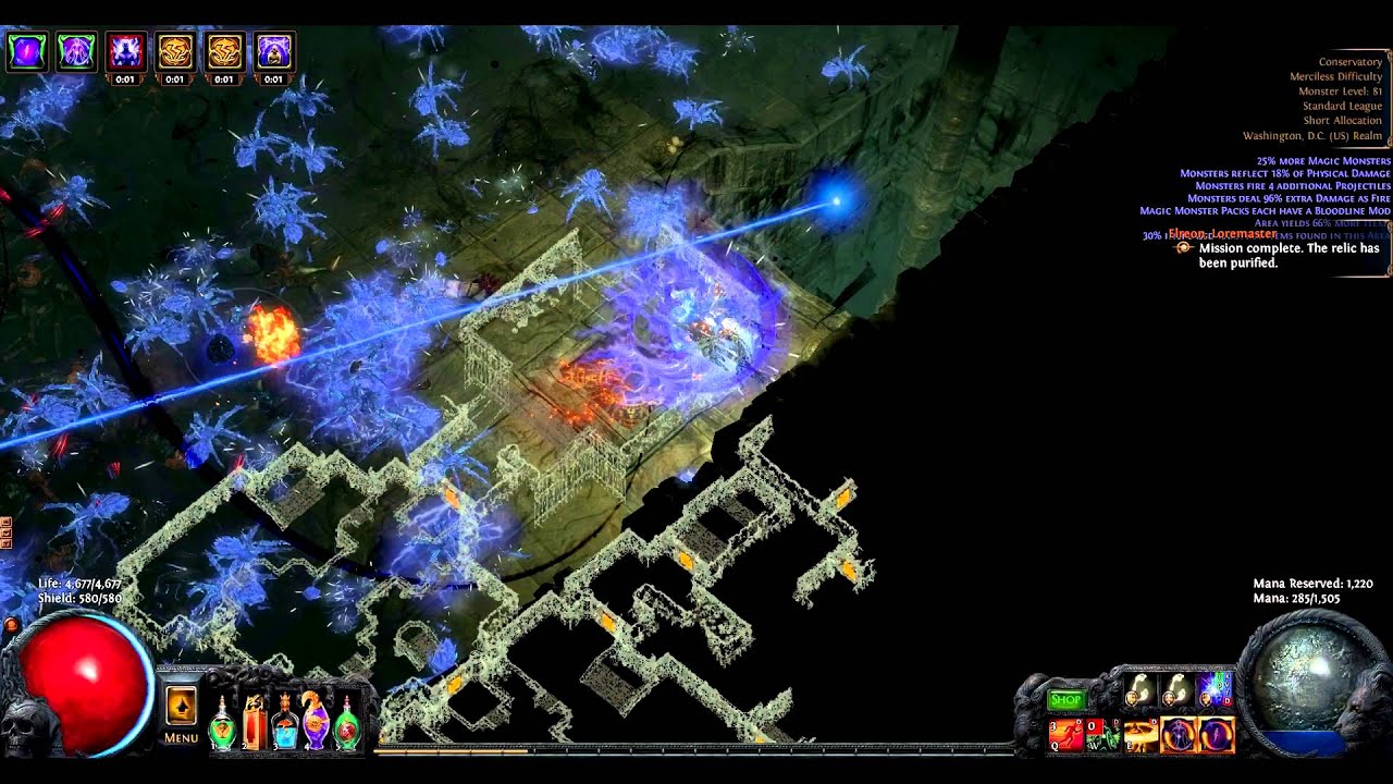 PoE - Self-Cast spark is totally Hardcore Viable - Killing Conservatory boss from 2 screens away