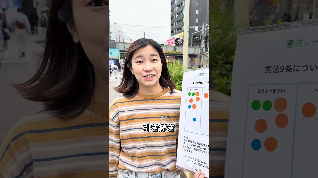 街頭で憲法9条のシールアンケートやりました。これからも日本は憲法9条を守り生かしてほしいという声が圧倒的。分からないという方も、日本が戦争に巻き込まれるのだけは嫌だと。 #日本共産党 #若者憲法集会