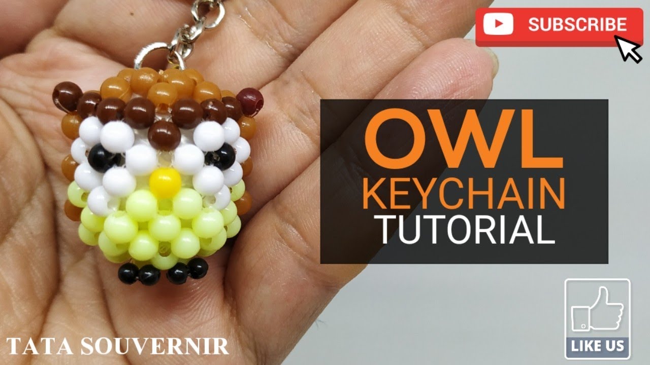 Chaveiro de Coruja de Miçangas Passo a Passo /DIY Owl Keychain/ Kerajinan Manik/How to Bead Keychain