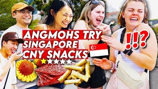 Foreigners Try Singapore CNY Food for the FIRST TIME!!