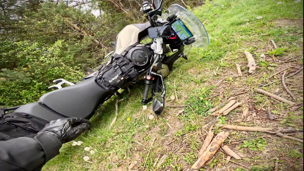 4K. JURA, nice roads, off-road, castle, nature & finally a fall. Triumph Tiger 1200 Rally PRO. POV