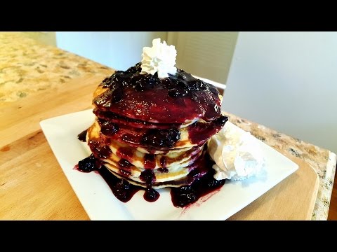 Buttermilk Pancakes with Blueberry Compote - How to make Fluffy Buttermilk Pancakes