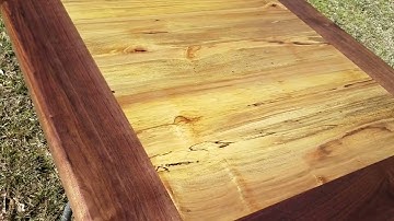 walnut and Ambrosia Maple farm table style desk top 33 1/2 W X 78 L