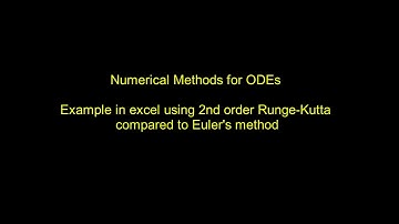 Numerical Methods for ODEs - RK2 and Euler example in excel with errors