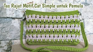 Simple Crochet Bag with a 'Cat' Motif, Perfect for Beginners | Crochet Sling Bag Easy Tutorial