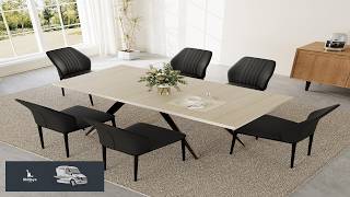 HIPIHOM 47 63'' Extendable Dining Table Set for 6