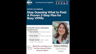 Workshop: Stop Guessing What to Post: A Proven 2-Step Plan for Busy VPPRs