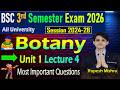 📚B.Sc 3rd Semester Botany Important Questions 2026 | Botany 3rd Semester Paper 3 Lecture 4✅