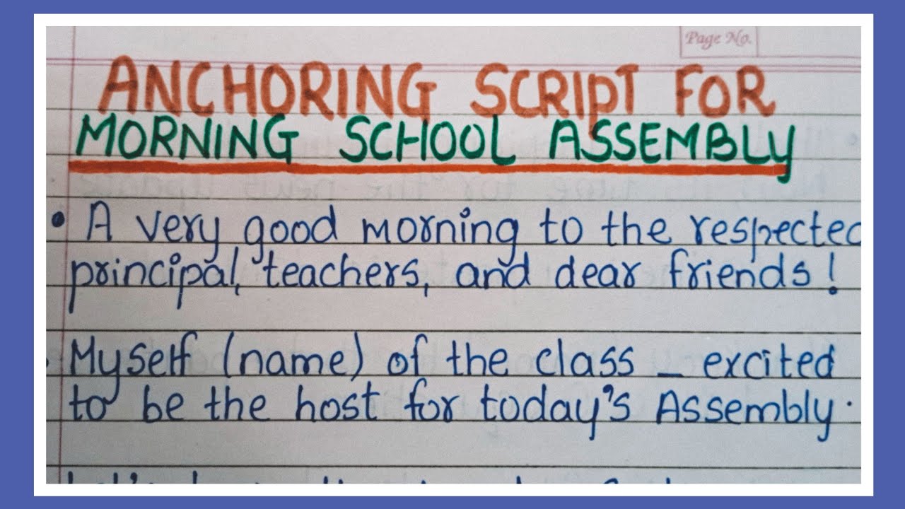 Anchoring script Anchoring script for morning/ Anchoring script for ...